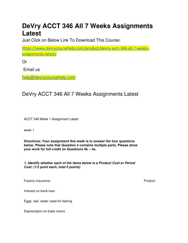 devry acct 346 all 7 weeks assignments latest