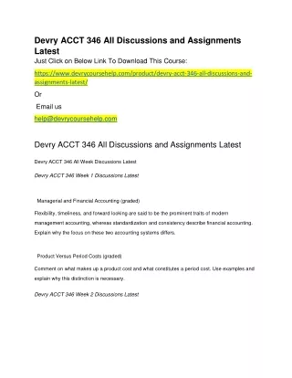 Devry ACCT 346 All Discussions and Assignments Latest