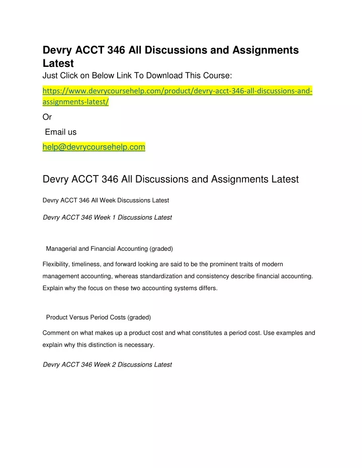 devry acct 346 all discussions and assignments