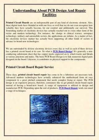 Understanding About PCB Design And Repair Facilities