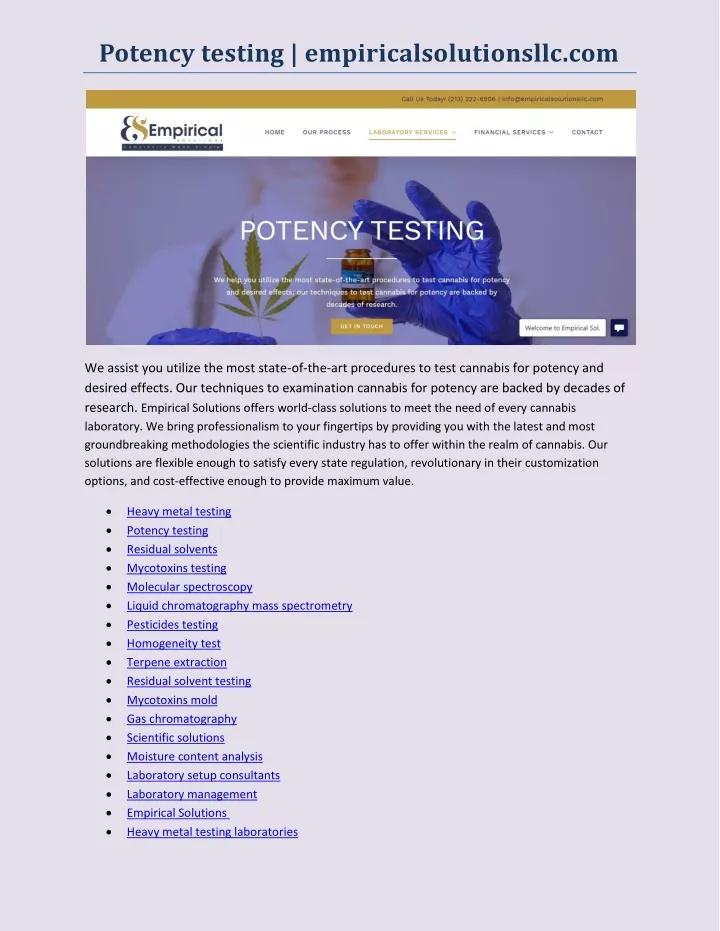 potency testing empiricalsolutionsllc com