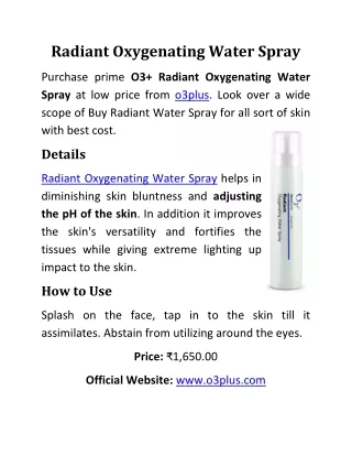 Radiant Oxygenating Water Spray