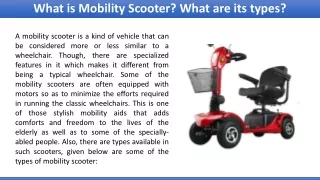 What is Mobility Scooter? What are its types?