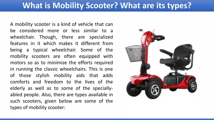 what is mobility scooter what are its types