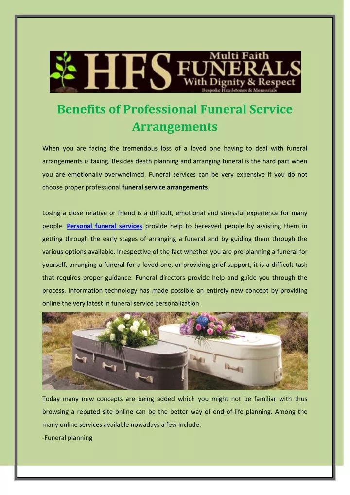benefits of professional funeral service