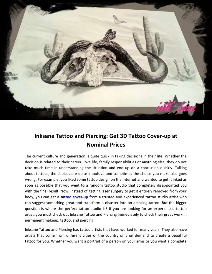inksane tattoo and piercing get 3d tattoo cover