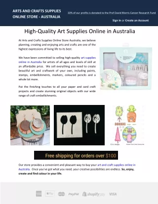High-Quality Art Supplies Online in Australia
