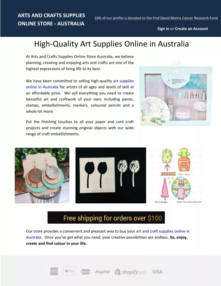 arts and crafts supplies online store australia