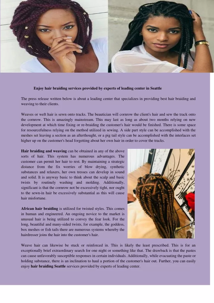 enjoy hair braiding services provided by experts