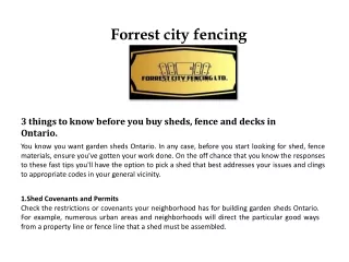3 things to know before you buy sheds, fence and decks in Ontario.