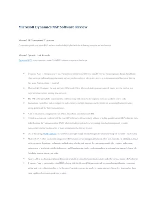 Microsoft Dynamics NAV Software Review