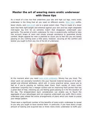 Master the art of wearing mens erotic underwear with these tips