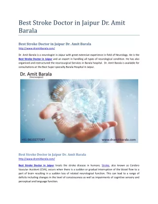 Best Stroke Doctor in Jaipur Dr. Amit Barala