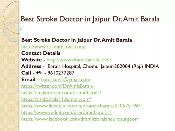 best stroke doctor in jaipur dr amit barala