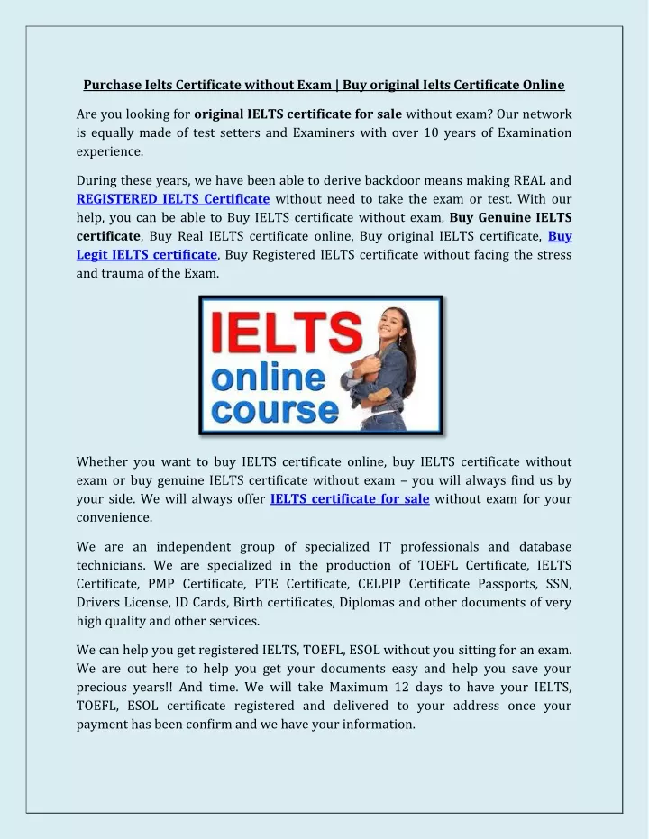 purchase ielts certificate without exam