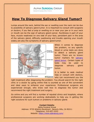 How To Diagnose Salivary Gland Tumor?