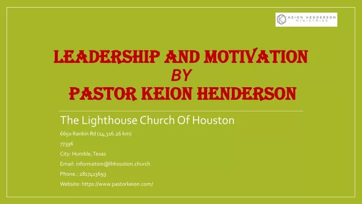leadership and motivation by pastor keion henderson