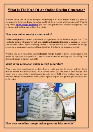What Is The Need Of An Online Receipt Generator?