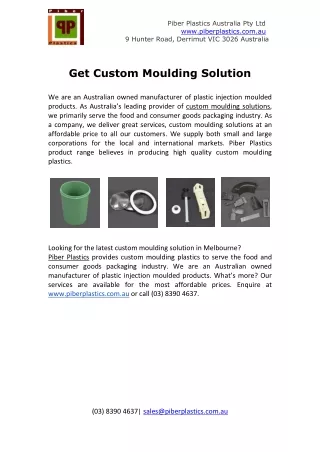 Get Custom Moulding Solution