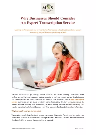 Why Businesses Should Consider an Expert Transcription Service