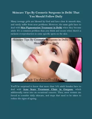 Skincare Tips By Cosmetic Surgeons in Delhi That You Should Follow Daily