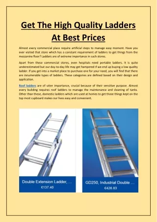 Get The High Quality Ladders At Best Prices