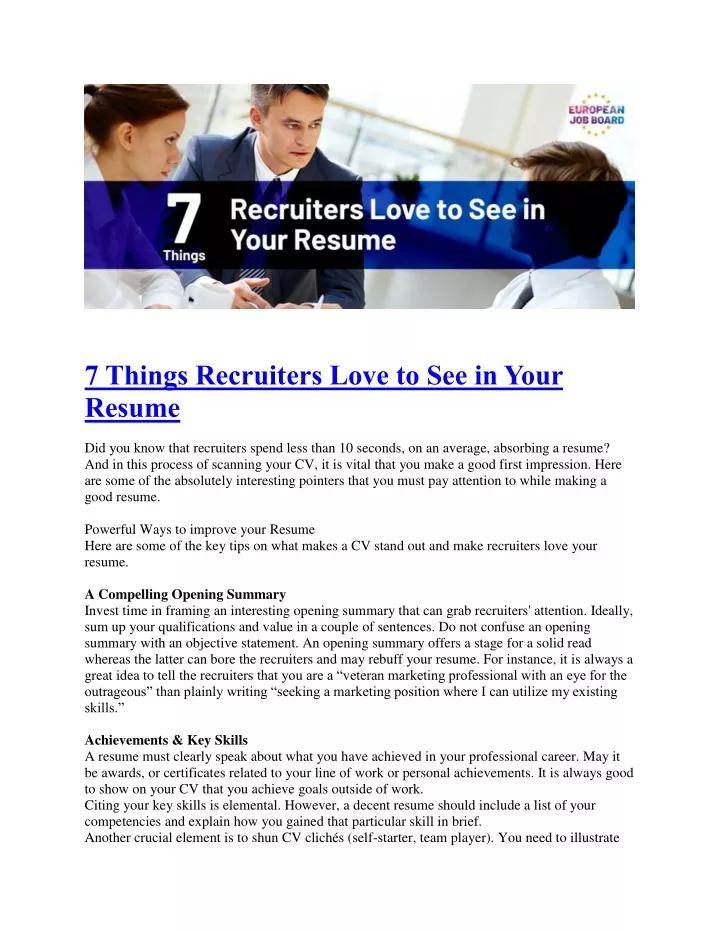 7 things recruiters love to see in your resume