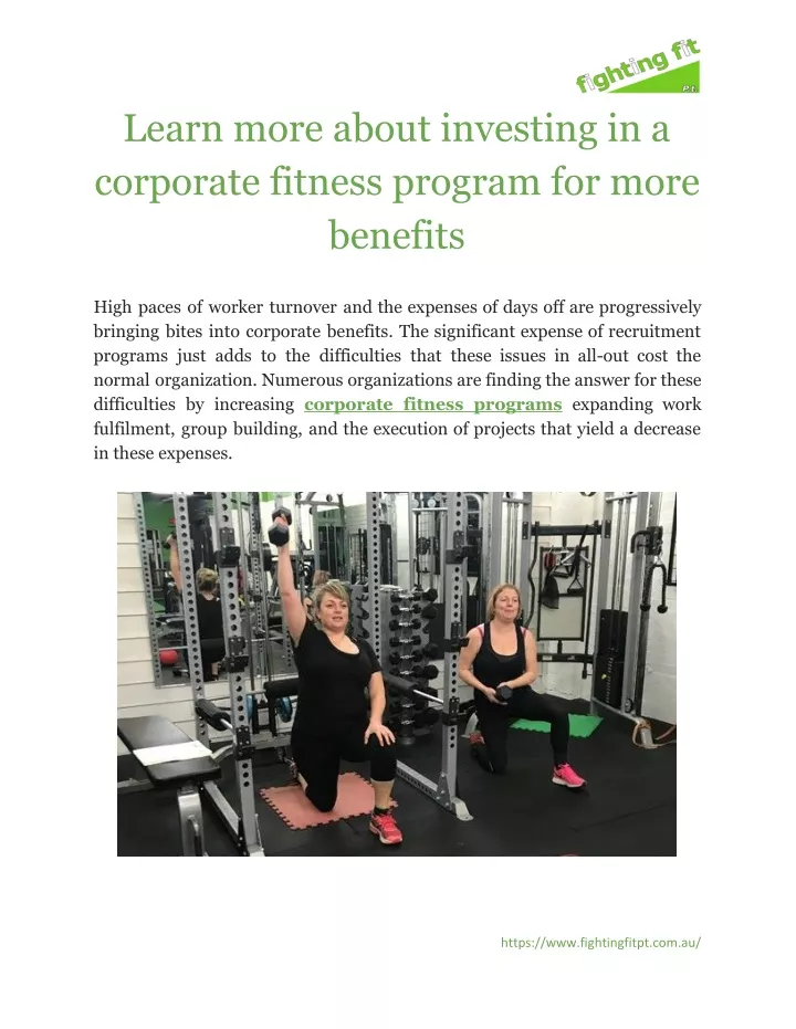 learn more about investing in a corporate fitness