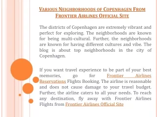 Various Neighborhoods of Copenhagen From Frontier Airlines Official Site