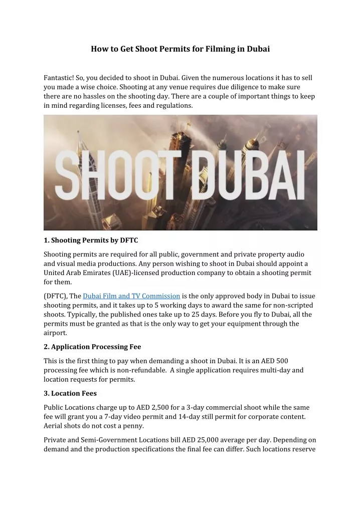 how to get shoot permits for filming in dubai