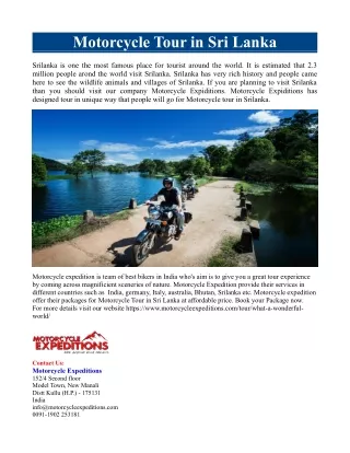 Motorcycle Tour in Sri Lanka