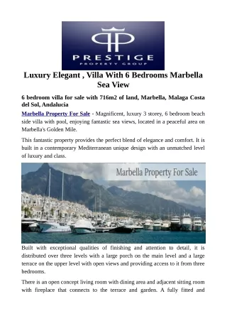 Luxury Elegant , Villa With 6 Bedrooms Marbella Sea View