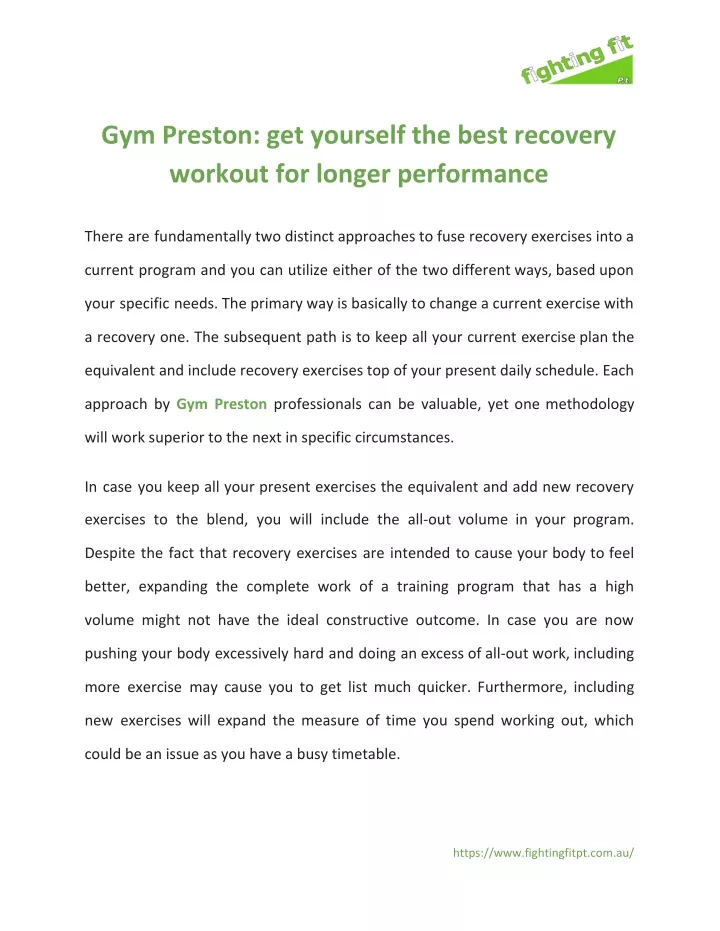 gym preston get yourself the best recovery