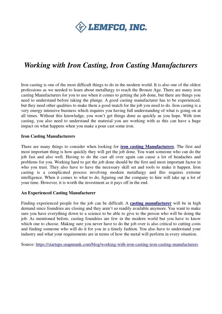 working with iron casting iron casting