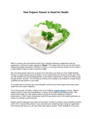 How Organic Paneer is Good for Health?