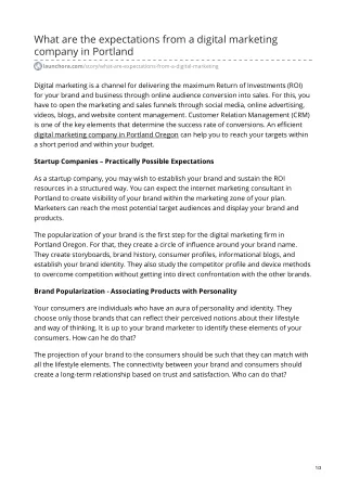 What are the expectations from a digital marketing company in Portland
