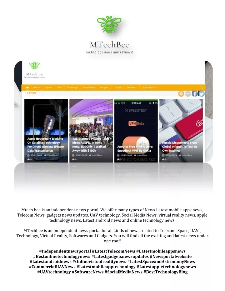 mtech bee is an independent news portal we offer