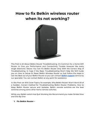 How to fix Belkin wireless router when its not working