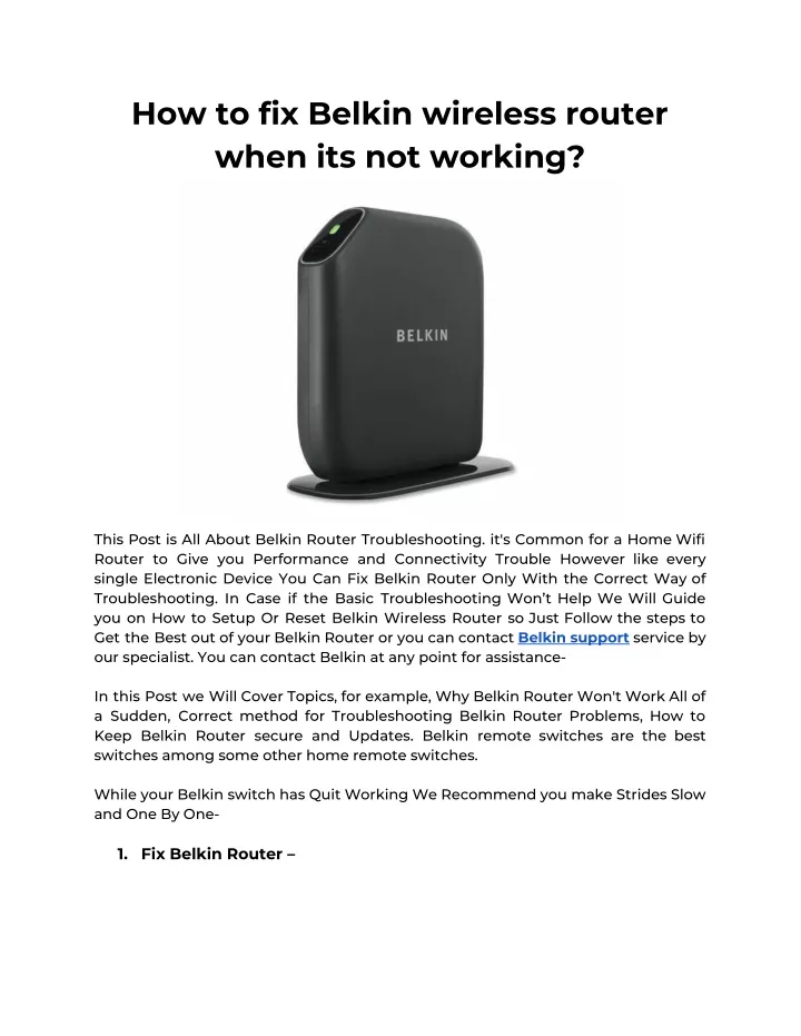 how to fix belkin wireless router when