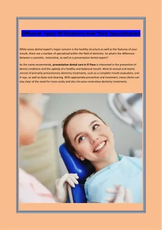 Different Types Of Dentistry And Their Specialization