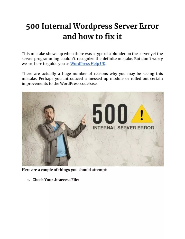 500 internal wordpress server error