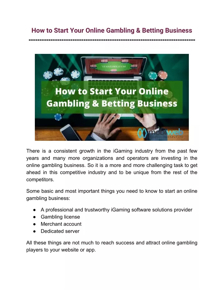 how to start your online gambling betting business