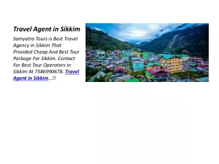 Travel Agent in Sikkim