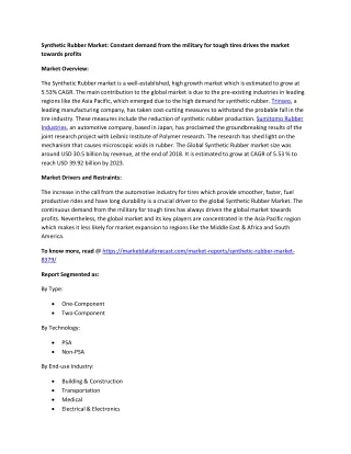 Synthetic Rubber market