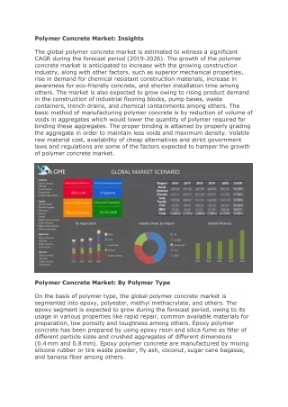 Global Polymer Concrete Market, Trends & Analysis - Forecasts To 2026