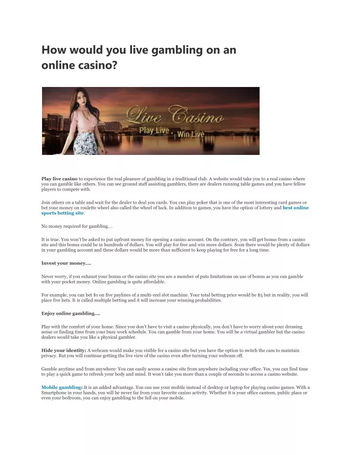 how would you live gambling on an online casino