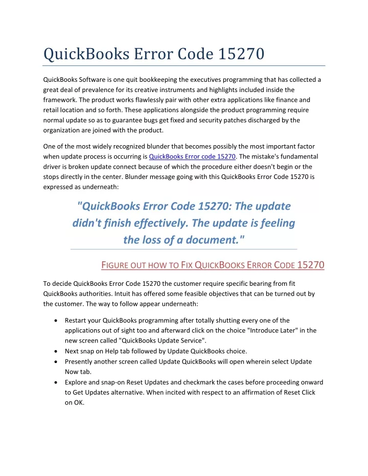 quickbooks error code 15270