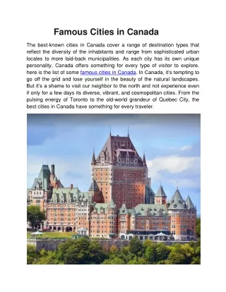 famous cities in Canada