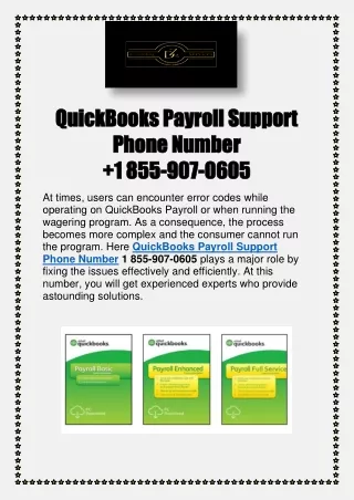 1 855-907-0605 QuickBooks Payroll Support Phone Number
