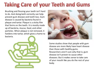 Taking Care of your Teeth and Gums